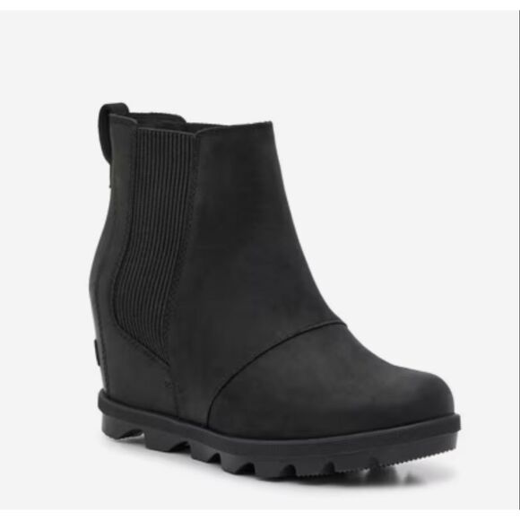 Sorel Women’s 7 Joan of Arctic Wedge II Chelsea Boots Black NL3022-010 - Picture 1 of 11